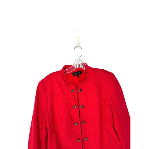 Talbots Blazer Red Mandarin Collar Office Work Business Button Front Size 14 - Picture 3 of 12